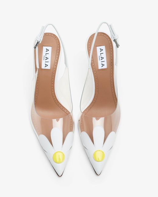 Alaïa White Bloom 90 Slingbacks