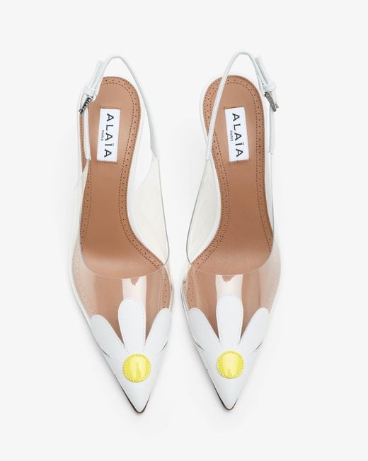Alaïa White Bloom 90 Slingbacks