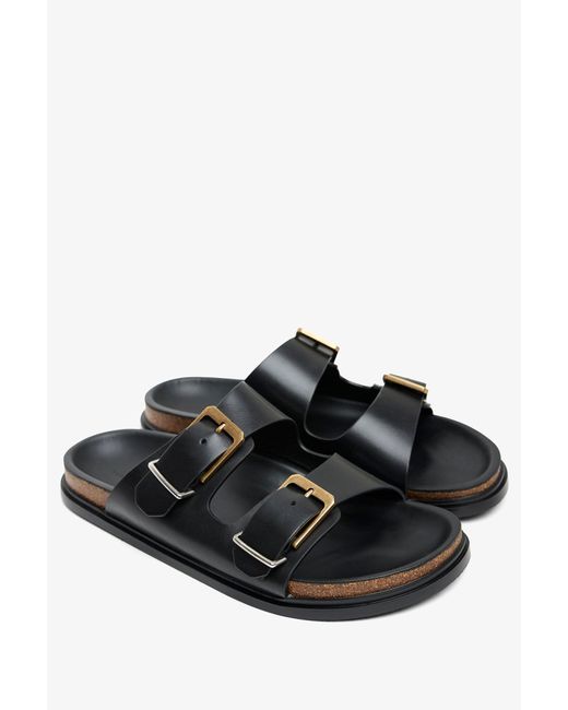 The Row White Buckle Slides