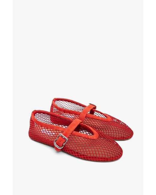 Alaïa Red Mesh Ballet Flats