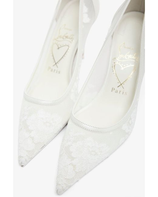 Christian Louboutin White Miss Z 80 Ivory Lace Pumps