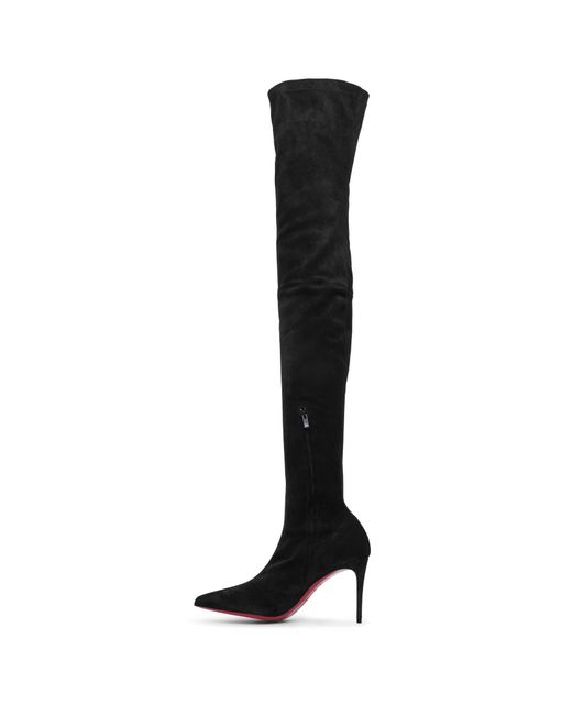 Christian Louboutin Kate 85mm Suede Over-the-knee Boots in Black | Lyst
