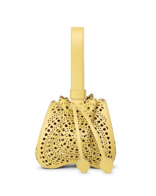 Alaïa Metallic Rose Marie 16 Yellow Bracelet Bag