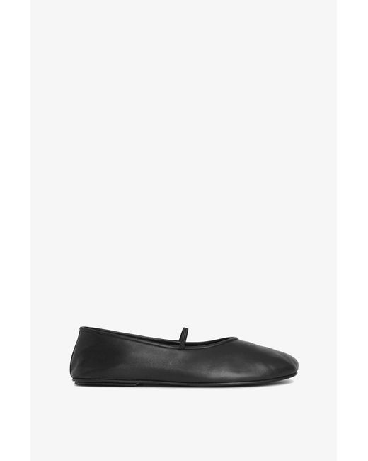 The Row White Elastic Ballet Black Nappa Slippers