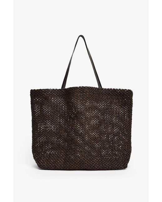 The Row Black Barn Dark Brown Raffia Tote Bag