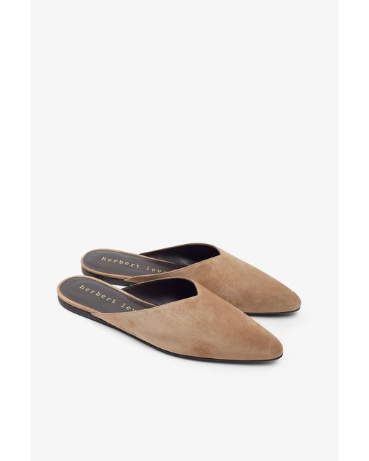 Herbert Levine White Homebody Soft Brown Suede Slide Sandals