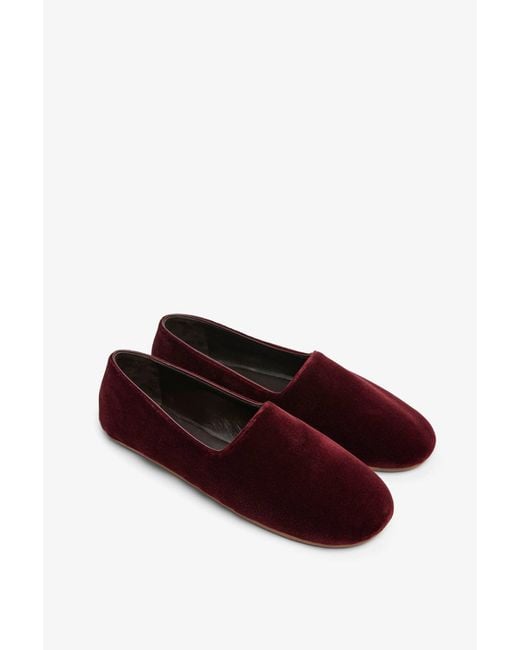 The Row Ponti Dark Red Velvet Slippers