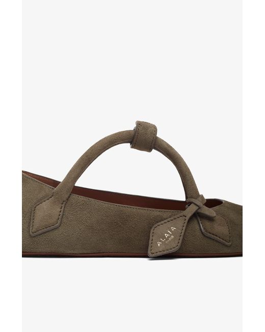 Alaïa Multicolor Teckel Brown Grey Suede Ballet Flats
