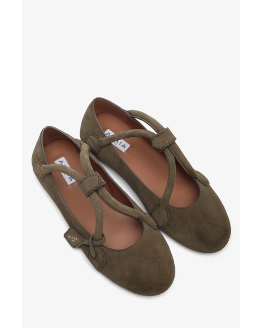 Alaïa Multicolor Teckel Brown Grey Suede Ballet Flats