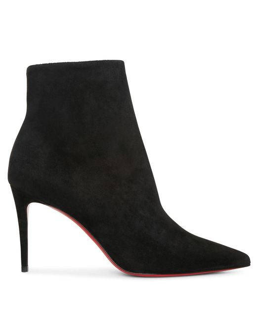 Christian Louboutin Black Eloise 85 Suede Ankle Boots