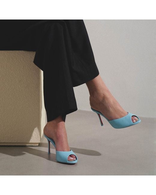 Christian Louboutin Me Dolly 85 Blue Leather Mules