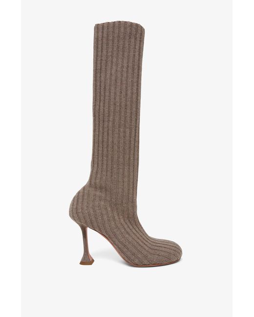 AMINA MUADDI Brown Veneda 95 Knitted Stretch Boots