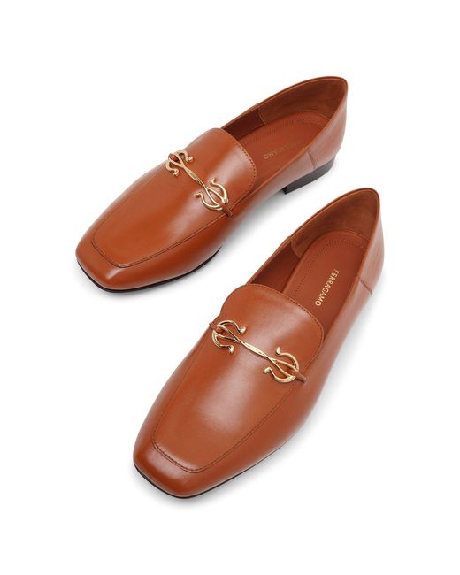 Ferragamo Louis Brown Leather Loafers