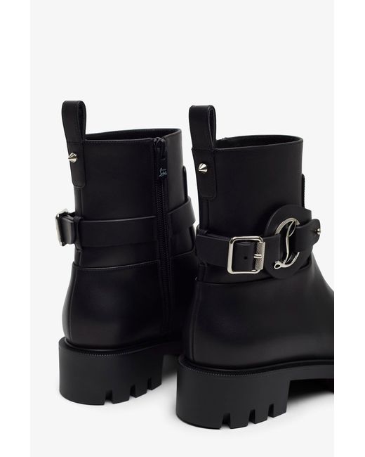 Christian Louboutin Black Dianouchette Lug Leather Ankle Boots