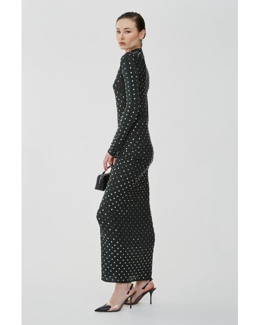 Alaa Embellished Green Jersey Dress in Black | Lyst