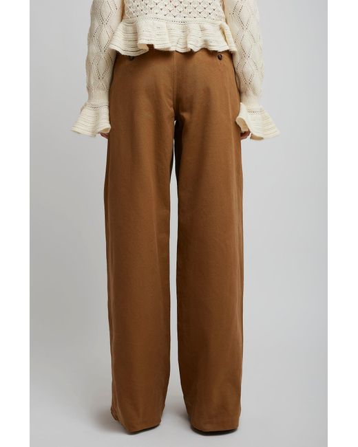 Chloé Brown High Rise Cotton Canvas Pants
