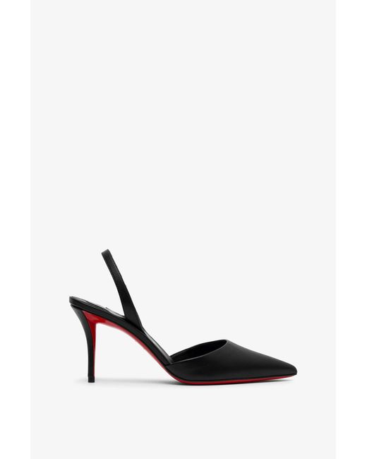 Christian Louboutin White Apostropha 80 Black Leather Slingbacks