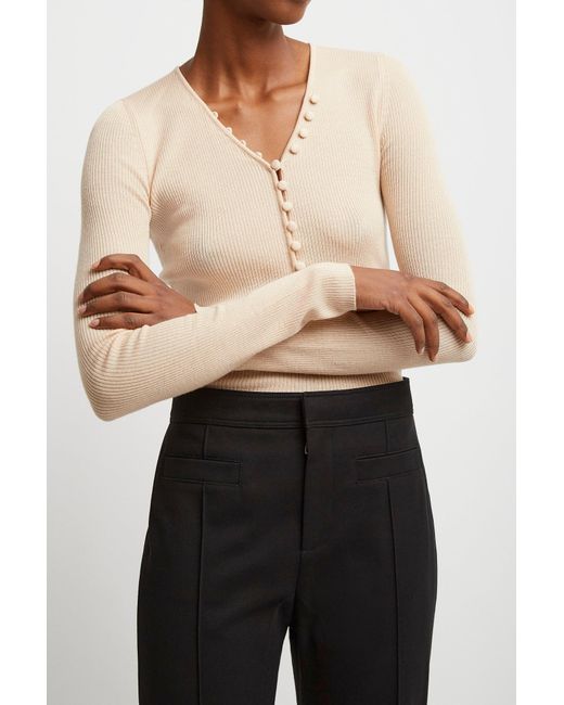 Chloé Pink Henley Wool Knit Shirt