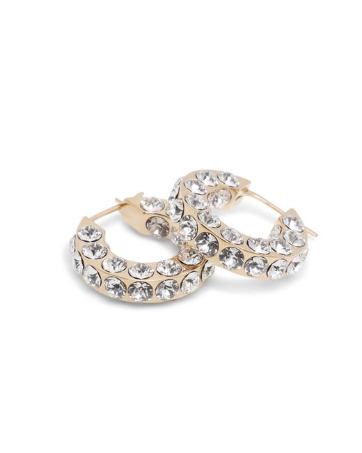 AMINA MUADDI Metallic Jah Hoop Small White And Gold Crystal Earrings