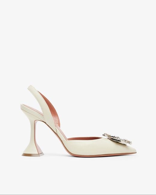 AMINA MUADDI White Begum 95 Leather Slingbacks