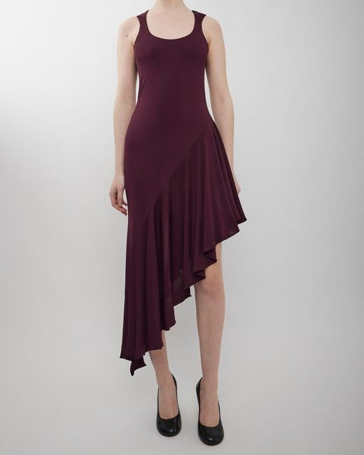 Alaïa Purple Asymmetric Burgundy Dress