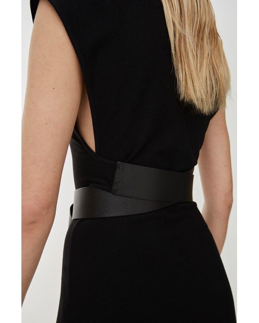 Alaïa Black Belted Wool Maxi Dress