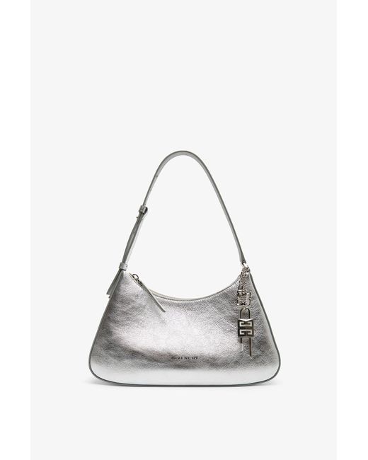 Givenchy Lucky Lock Small Silver Shoulder Bag in White | Lyst