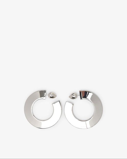 Alaïa White Blade Hoops Small Silver Earrings
