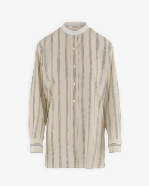 The Row Falco White And Black Striped Shirt