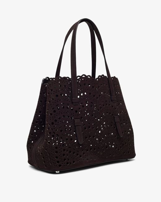 Alaïa Black Mina 25 Vienne Brown Suede Tote Bag