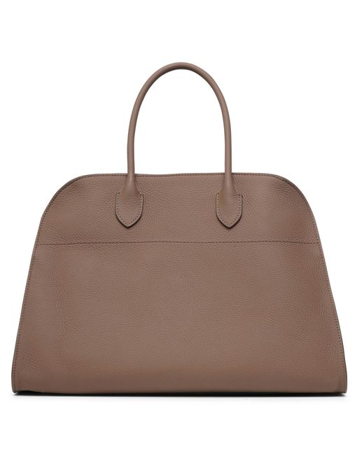 The Row Brown Soft Margaux 15 Taupe Matte Grain Bag