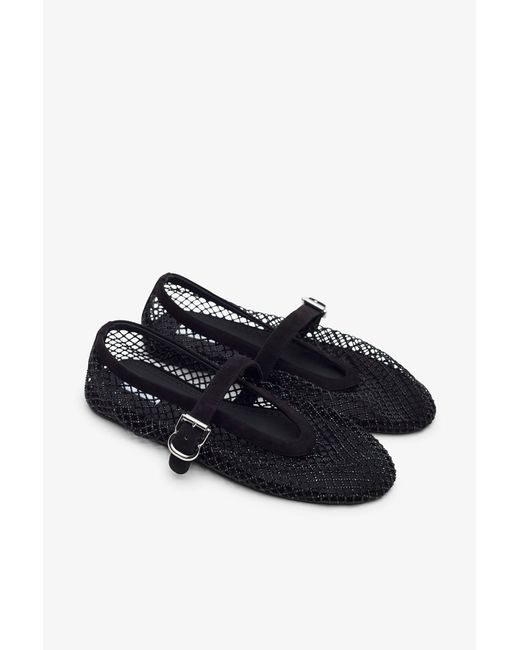 Alaïa White Strass Mesh Suede Ballet Flats