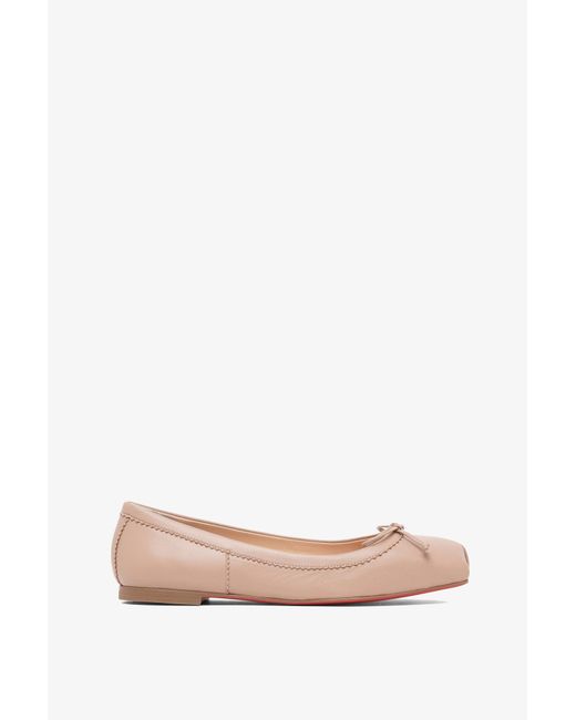 Christian Louboutin Pink Mamadrague Beige Leather Flats