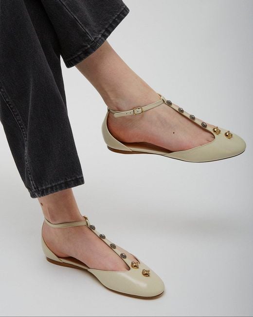 Chloé Natural Celeste Eggshell Leather Ballerinas