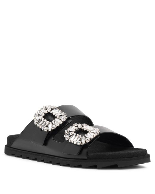 Roger Vivier White Slidy Viv Black Slides