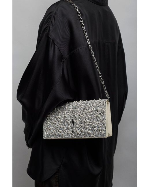Christian Louboutin Gray Bettina Sliver Strass Clutch