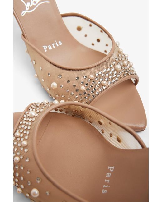 Christian Louboutin Multicolor Miss Z 80 Beige Strass Mules
