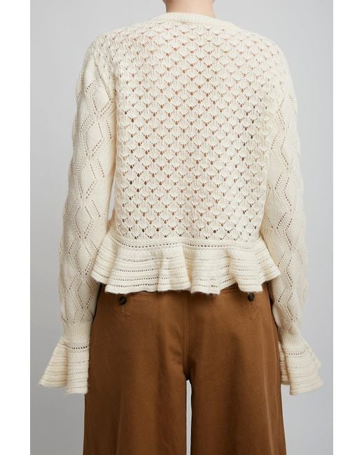 Chloé White Ruffled Knit Cardigan