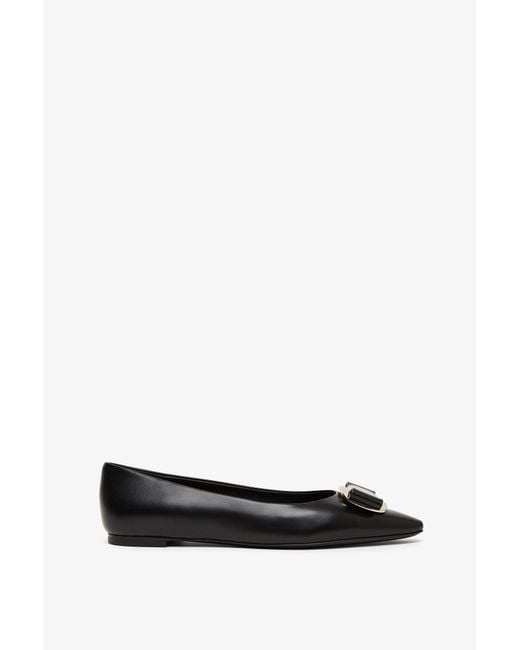 Ferragamo Zea Black Leather Ballerinas