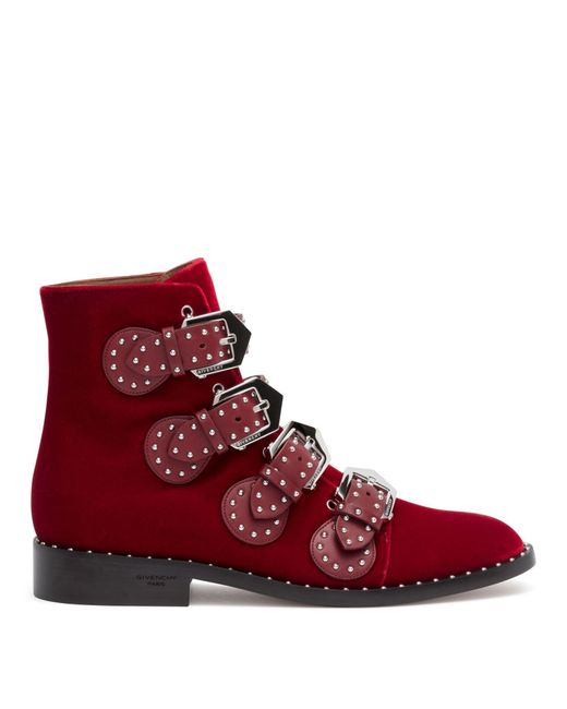 Givenchy Elegant Flat Dark Red Ankle Boot
