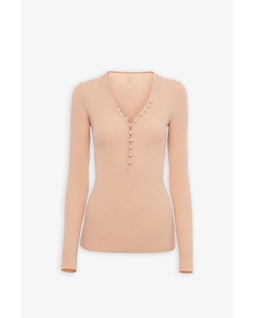 Chloé Pink Henley Wool Knit Shirt