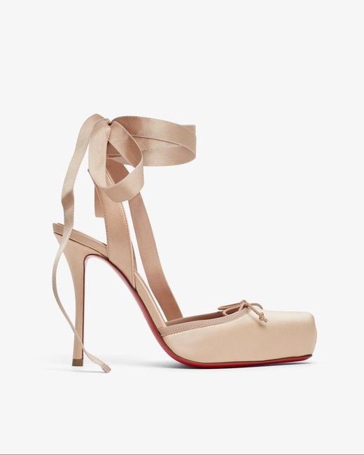 Christian Louboutin Pink Cassia Lace Up 100 Blush Satin Pumps