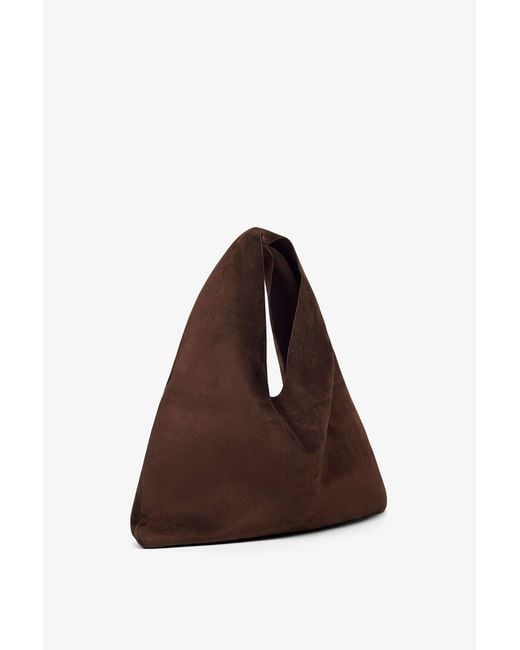 The Row Small Bindle Brown Suede Shoulder Bag