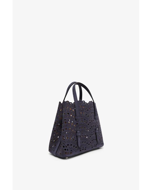 Alaïa Mina 20 Dark Blue Leather Tote Bag