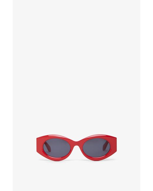 Alaïa White Oval 82 Red Sunglasses