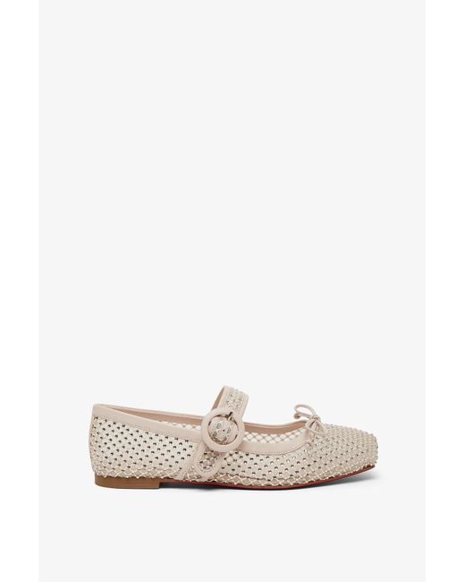 Christian Louboutin Natural Mamastrapitina Beige Crystal Ballerinas