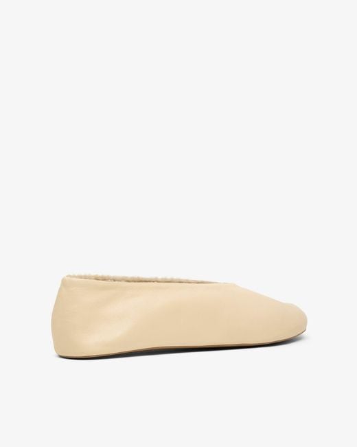 The Row Natural Stella Butter Shearling Ballet Flats