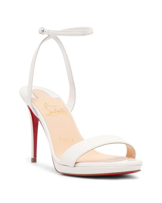 Christian Louboutin Loubi Queen 100 White Leather Sandals