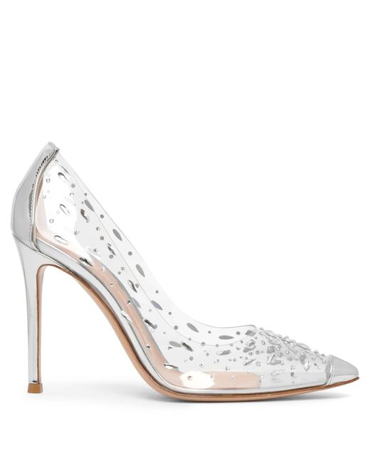 Gianvito Rossi Plexi Silver Crystal Pumps in White Lyst