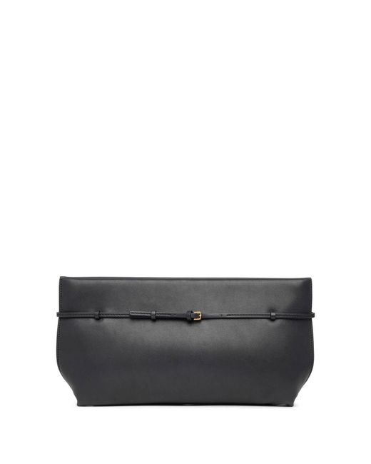 The Row Sienna Black Saddle Leather Clutch